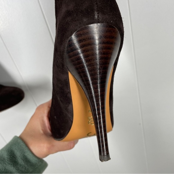 Vero Curio Dameranda Dark Brown Leather Knee High Stiletto Boots 8.5 - Picture 9 of 14